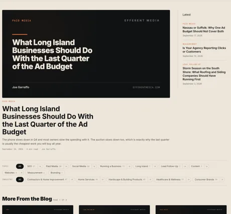 The Efferent Media blog: the featured post and the latest three
