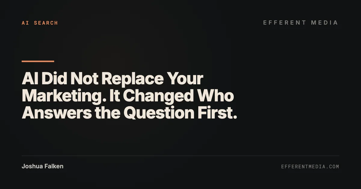 AI Did Not Replace Your Marketing. It Changed Who Answers the Question First.