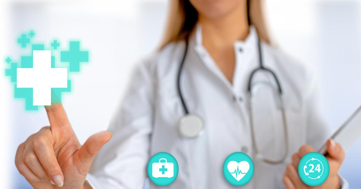 Doctor touching medical icon