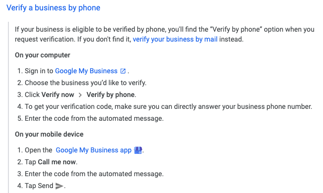 Verify a business by phone